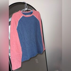 Boys' Boden Long Sleeve Raglan Baseball Blue with Red